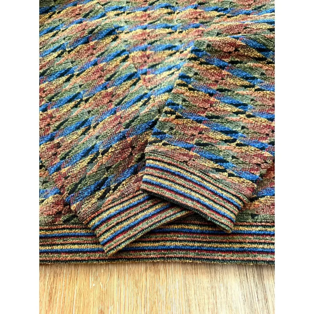 Vintage Jhane Barnes Geometric Artwear Sweater blue brown woven Japan 90s sz XL